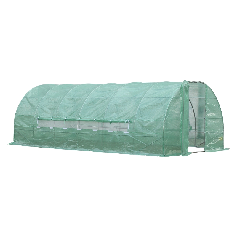 Outsunny Invernadero de Jardines y Huertos con 6 Ventanas para Cultivos Plantas y Verduras Cubierta de PE 140g/㎡ 6x3x2m