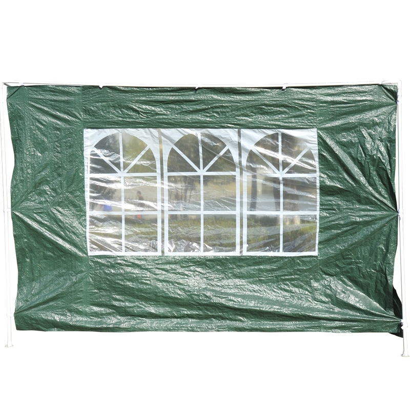Outsunny® 2 Paredes Parte Laterales para Carpa 3x3m 3x6m Lado Parasol de Gazebo Tela Oxford Impermeable con Ventanas Medidas 300x200cm Verde oscuro
