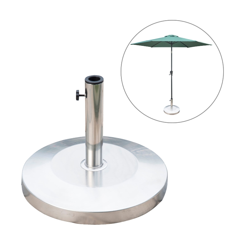 Outsunny Base de Sombrilla tipo Soporte de Pie para Parasol - Color Plateado - Acero Inoxidable - Φ48 x 36 cm