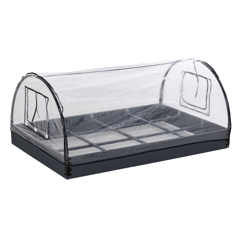 Outsunny Mini Invernadero Túnel de Jardín 2 en 1 Huerto Urbano con Cubierta de PVC y Ventanas Enrollables para Cultivo Flores Plantas Verduras 120x79x53 cm Transparente