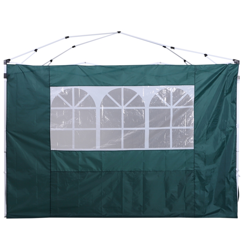 Outsunny® 2 Paredes Parte Laterales para Carpa 3x3m Lado Parasol de Gazebo Tela Oxford con Ventana Medidas 300x200cm Verde Oscuro
