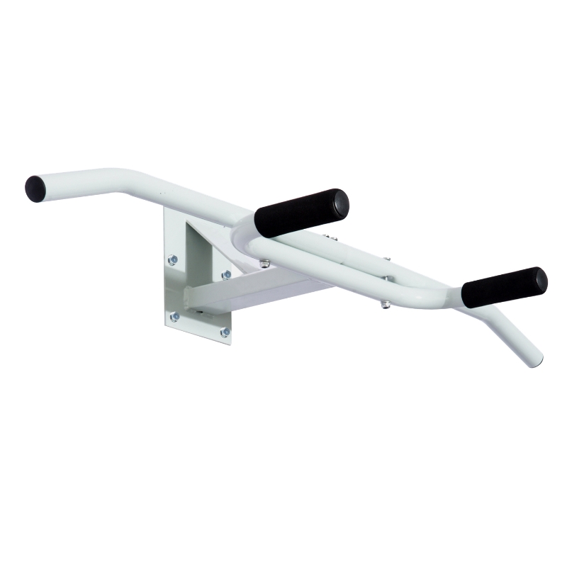 HOMCOM Barra Fija de Tracción Mural Barra Dominada Pared para Ejercicio Musculación 118x44x20cm Acero Blanco