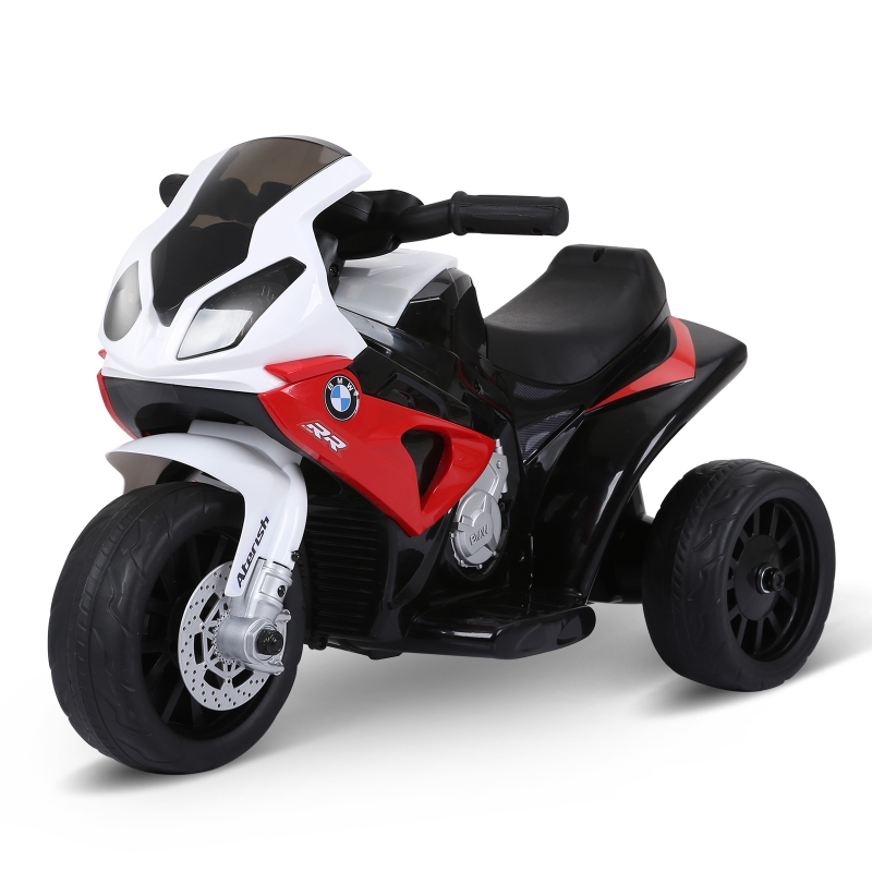 HOMCOM Moto Eléctrica Infantil con licencia BMW S1000RR Trimoto para Niños +18 Meses con Luces y Música 66x37x44 cm Rojo