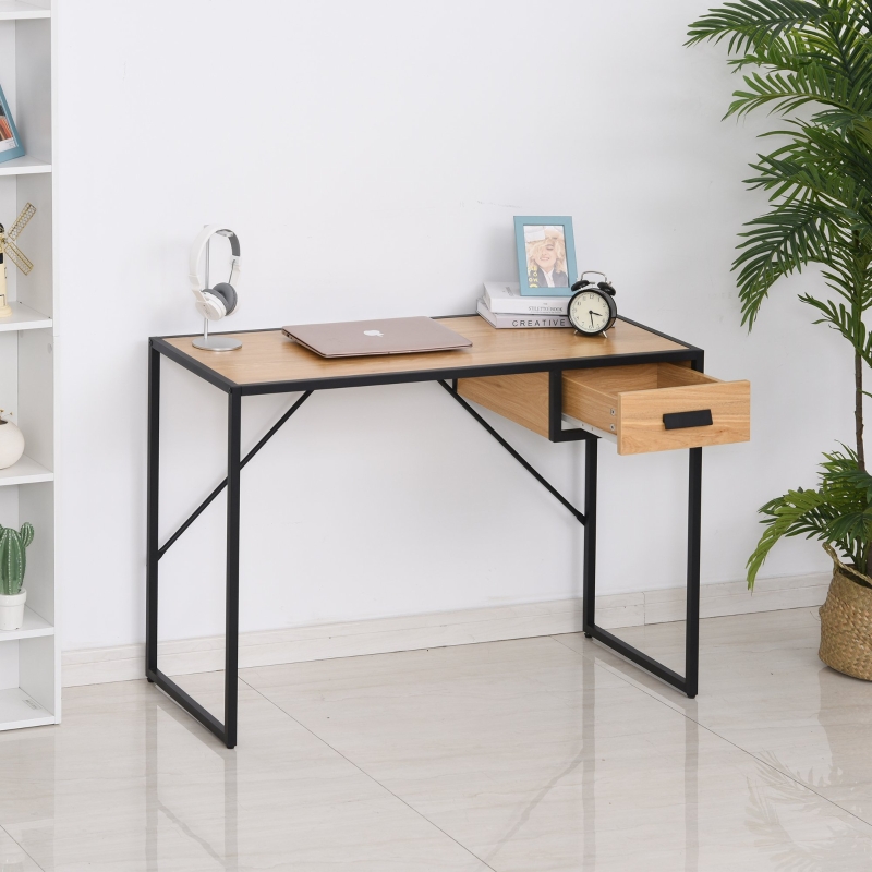 HOMCOM Mesa de Escritorio Multifuncional Mesa de Computadora con Patas en Forma de Marco Rectangular 110x45x76 cm Color Madera