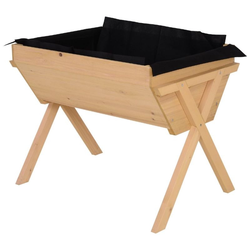 Outsunny Huerto Urbano de Madera 100x70x80 cm Mesa de Cultivo para Plantas Flores Hortalizas con Patas Elevadas 4 Orificios de Drenaje y Tela Geotextil