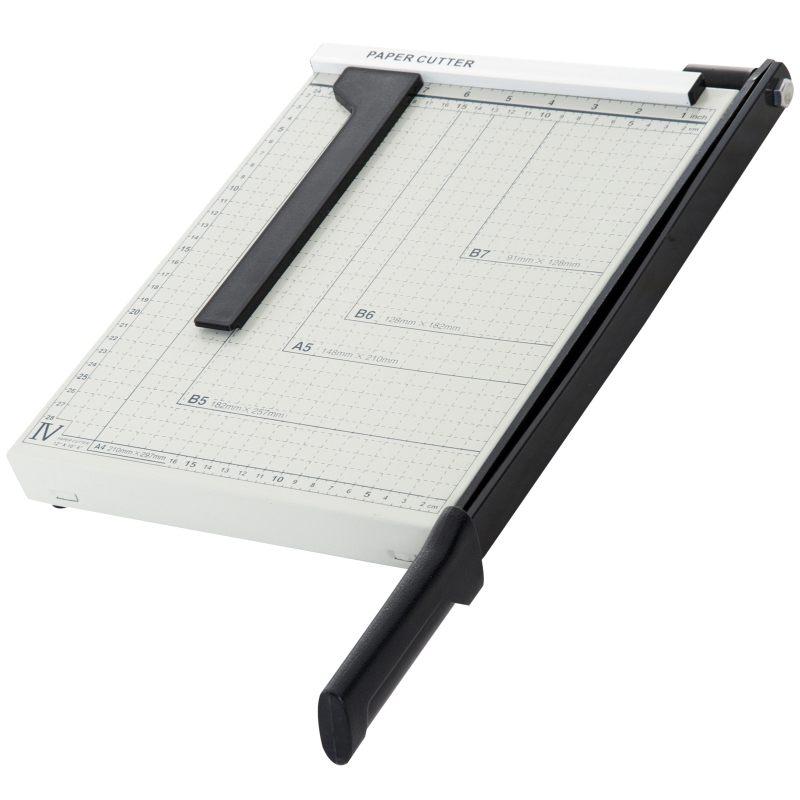 HOMCOM Cortador de Papel A4 Guillotina Profesional para Papelería Fotográfica Capacidad 12 Hojas con Guía Cizalla de Cuchilla 48x26,5x5cm