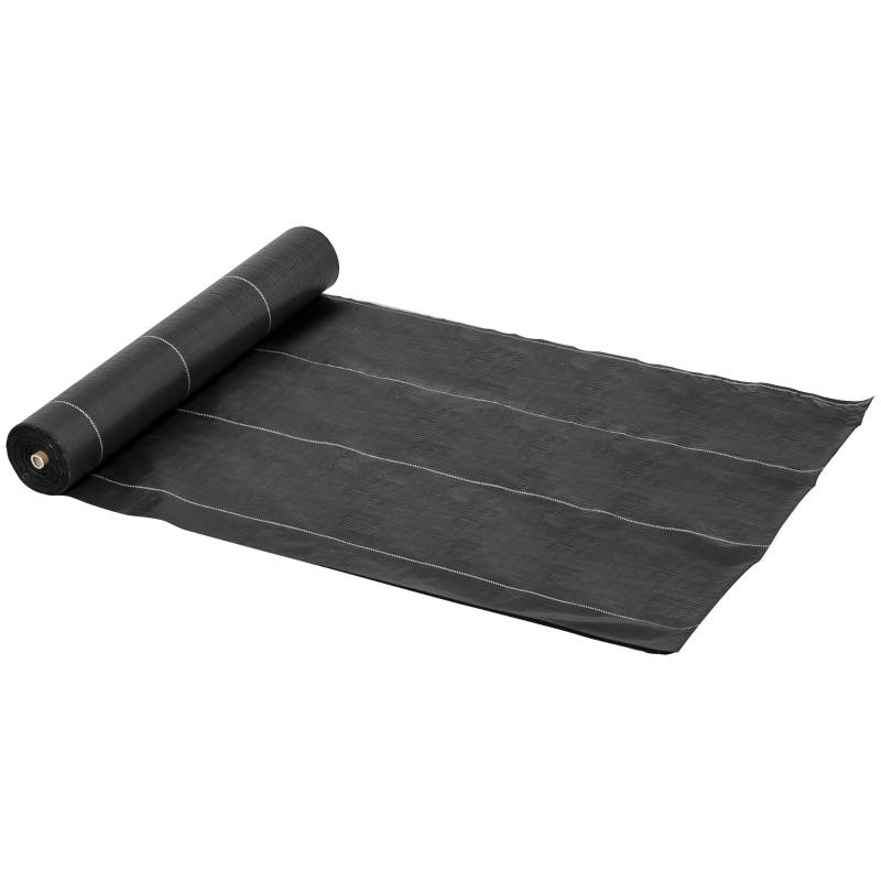 Outsunny Malla Geotextil 2x50 m Malla de Jardín contra Malas Hierbas 100 g/m² Rollo de Malla Antimaleza Negro