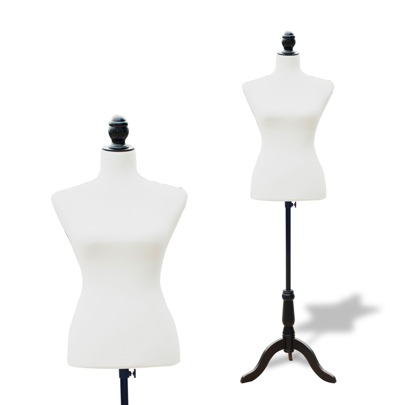 HomCom Maniquí Femenino de Costura Busto de Señora para Modistas Exhibición Altura Ajustable a 130-168cm Blanco