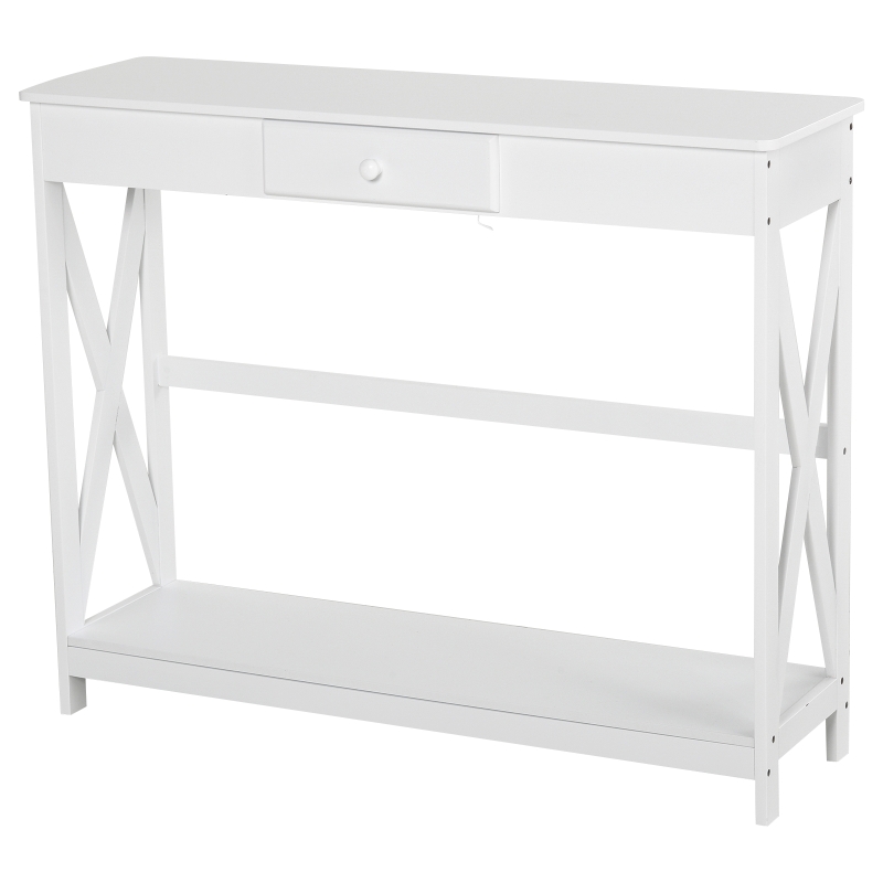 HOMCOM Mesa de Consola Clásica con 1 cajón y 1 Estante de Almacenaje para la Entrada el Pasillo o como Auxiliar en Salones 100x30x81cm