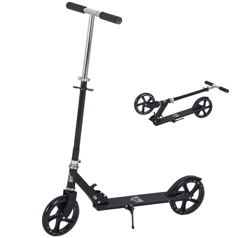 HOMCOM Patinete Plegable para Niños de +5 Años Scooter Infantil Manillar Ajustable en Altura de 4 Niveles con Freno 88x37x75-100 cm Negro