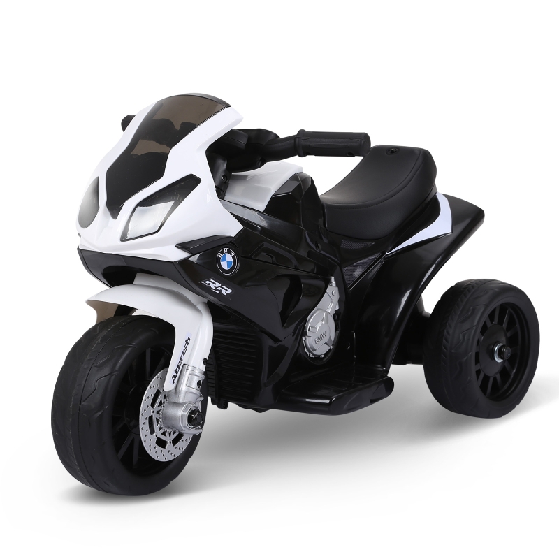 HOMCOM Motos para Niños eléctricas con licencia BMW S1000RR Trimoto para Niños +18 Meses con Luces y Música 66x37x44 cm Negro