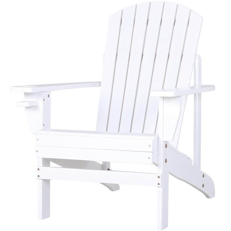 Outsunny® Adirondack Silla para Jardín Adirondack Sillón para Patios Exterior Estilo Clásico Ergonómico 97x72.5x93cm Blanca