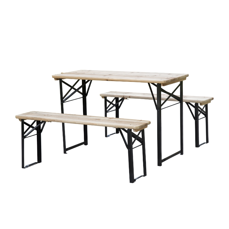 Outsunny Conjunto de Mesa y Bancos Plegables para Picninc Mesa Amplia de 120x50x76cm