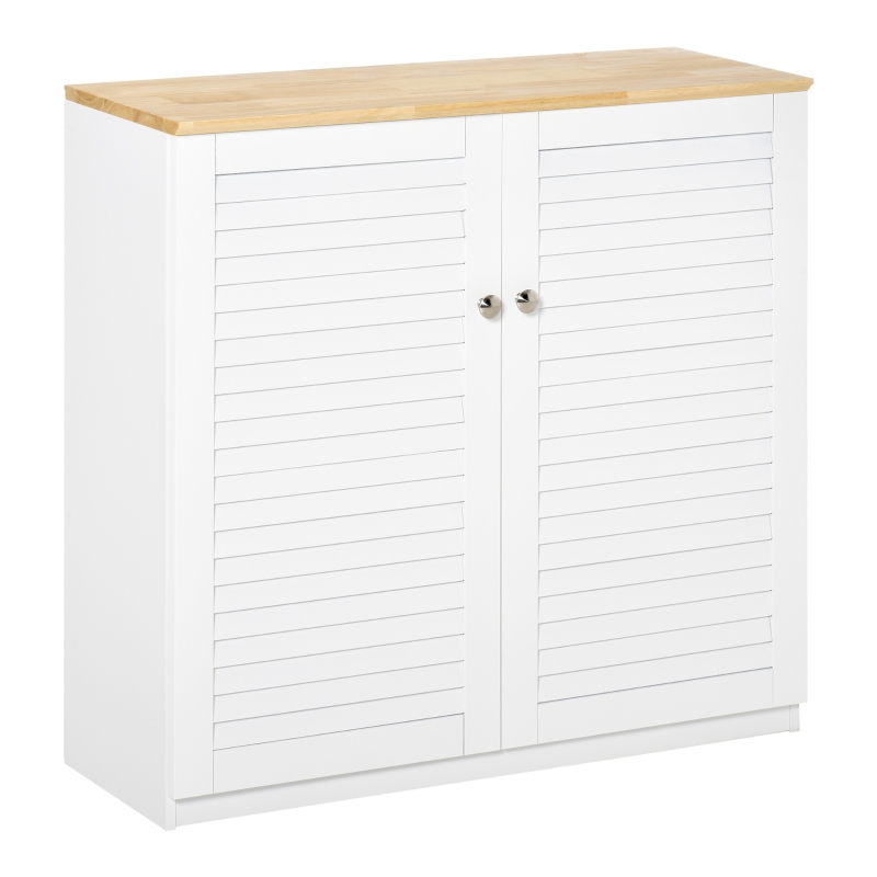 HOMCOM Aparador de 2 Puertas de Persiana con Estante Ajustable 80x30x78,5 cm Blanco
