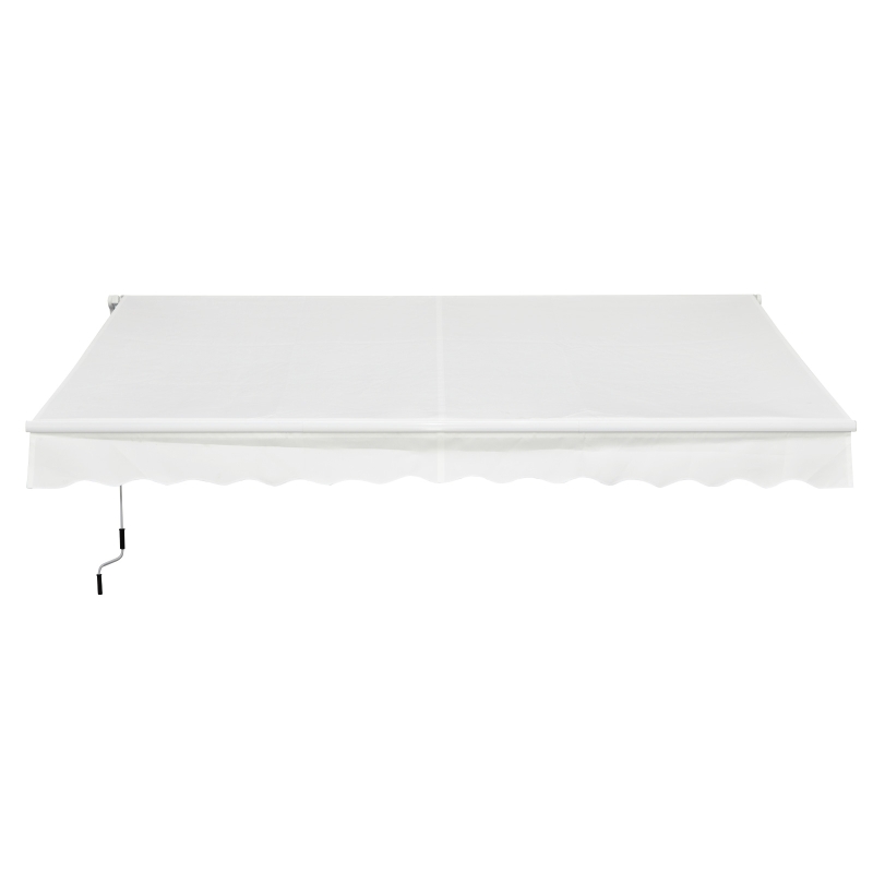 Outsunny Toldo para Patio Balcón Terraza y Jardín de 400x250cm con brazo articulado de Aluminio y tela de Poliéster de 280g/m² Color Blanco