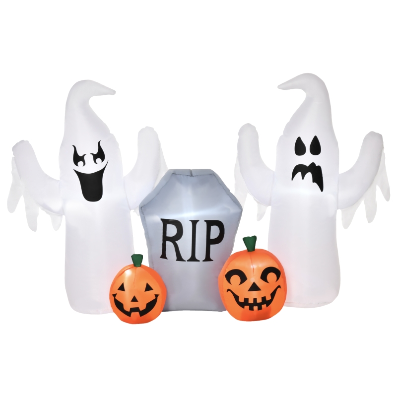 HOMCOM Fantasmas Inflables de Halloween con Luces LED Decoración Hinchable 182x57x122cm