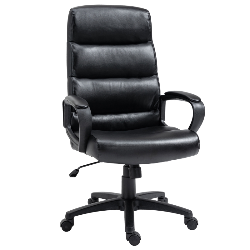 Vinsetto Silla de Oficina Giratoria con Altura Ajustable Piel Sintética 66x66x114cm Negro