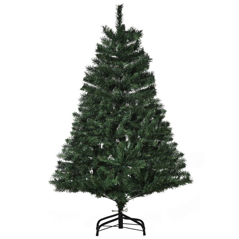 HOMCOM Árbol de Navidad Artificial 120 cm con 255 Ramas Ignífugas de PVC Apertura Automática Base Plegable y Soporte Metálico Montaje Rápido Decoración Interior Ø60x120 cm Verde