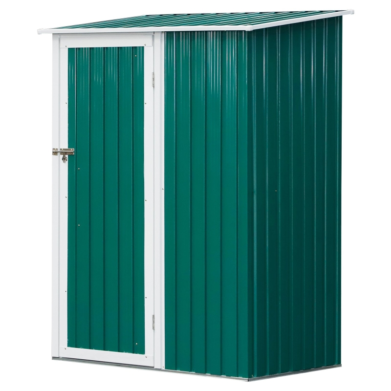 Outsunny Cobertizo de Acero Tipo Caseta de Jardín Terrazas Galvanizado Almacén para Herramientas Jardinería con Techo y Una Puerta143x89x186cm