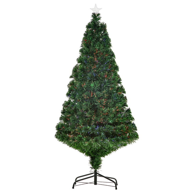 HOMCOM Árbol de Navidad Verde fibra óptica Φ60x150cm + Luces LED Perfecto para Decoración Navidad