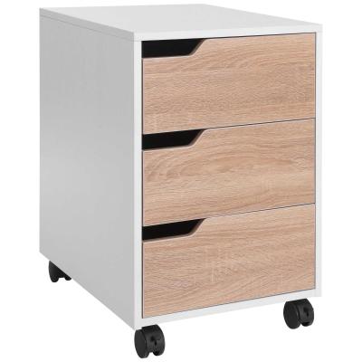 HomCom® Armario Archivador Móvil 3 Cajones Con Ruedas(2 con Frenos)