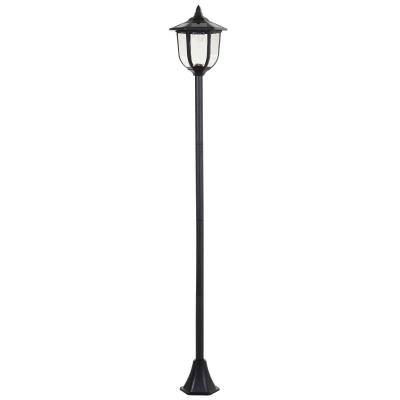 Outsunny Farola Solar con Cargador Solar portátil Protección al Ambiente 6 LED Encendido Automático de 6-8 Horas Instalar Fácil Negro 26,5x177cm DiámxAL