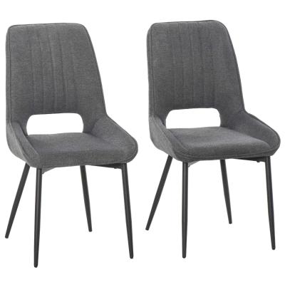 HOMCOM Conjunto de 2 Sillas de Comedor Tapizadas en Lino Transpirable con Asiento y Respaldo Acolchados Patas de Metal 59,5x50,5x92 cm Gris