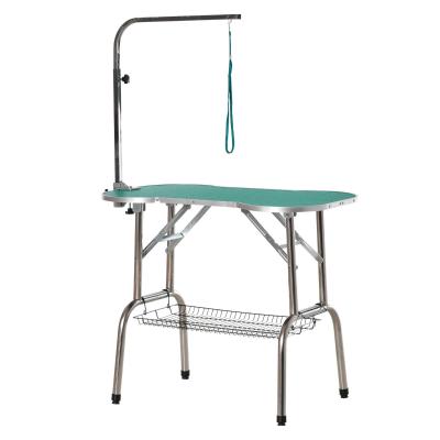 PawHut Mesa de Aseo para Mascotas Plegable Mesa Peluquería Canina Altura Ajustable Forma de Hueso con Cesta 94,5x55,3x80,6 cm Verde