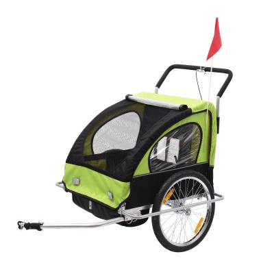 HOMCOM 2 en 1 Remolque de Bicicleta para Niños de 2 Plazas con Amortiguadores Convertible en Carro para Correr con Barra y Kit de Footing 129x85x105cm