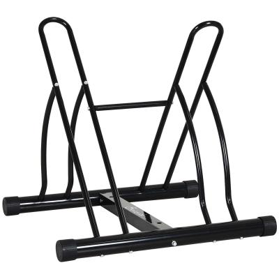 HOMCOM Soporte de Estacionamiento para 2 Bicicletas Garaje Interior Exterior Estable Portátil Almohadilla Antideslizante 60x54x57cm
