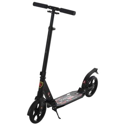 HOMCOM Patinete Plegable Scooter con Manillar Altura Ajustable Patinete para Adultos y Niños (más de 14 años) Tipo Monopatín con Freno Grandes Ruedas Carga 100kg Negro