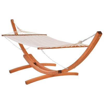 Outsunny Hamaca de Madera para 2 Personas Carga Máxima 180kg Tumbona Playa 400x120x120 cm Blanco