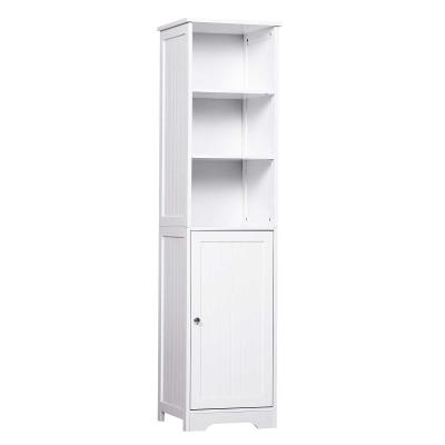 kleankin Armario Alto de Baño de 5 Niveles Estantería Columna de Baño con 3 Estantes 1 Puerta Balda Interior Ajustable Gran Almacenaje 40x38x160cm