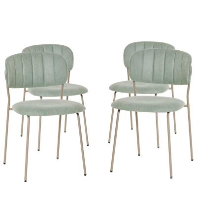HOMCOM Juego de 4 Sillas de Comedor Apilables con Patas de Metal Estilo Moderno Nórdico para Cocina Bar Restaurante Carga Máx. 100 kg 49,5x55x81 cm Verde