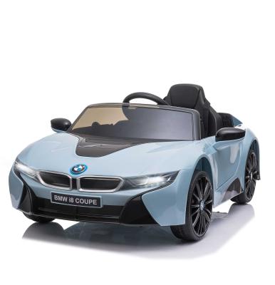 HOMCOM Coche Eléctrico BMW I8 COUPE con Licencia para Niños de +3 Años Batería 6V Control Remoto y Manual con Música Bocina y Faros 115x72,5x46cm Azul