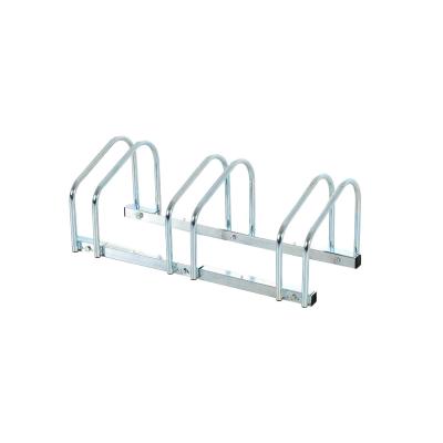 HomCom® Aparcamiento 3 Bicicletas Soporte Aparcar Bici Suelo y Pared Garaje Almacenamiento Acero Plateado 70,5x33x27cm
