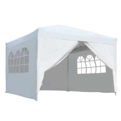 Outsunny Carpa Gazebo 3x3 m con Paredes Desmontables Ventanas Visibles Puerta con Cremallera Incluye Bolsa de Transporte Cuerdas y Piquetas Color Blanco
