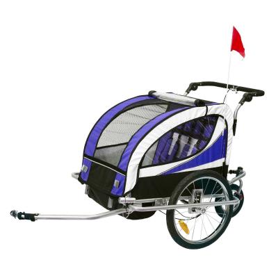 HOMCOM 2 en 1 Remolque Infantil para Bicicleta de 2 Plazas Convertible en Carro de Paseo con Rueda Delantera Giratoria 360° Color Violeta