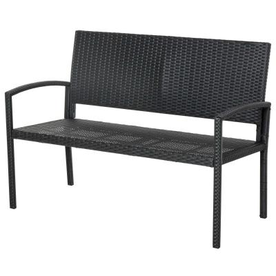 Outsunny Banco Jardín Lounge Silla 2 Plazas Muebles para Jardín Exterior Terraza 2 Plazas Ratán Sintético Carga 320kg 122x60x87cm Marco Acero