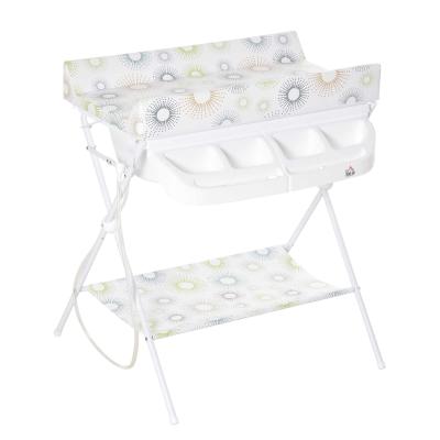 HOMCOM Cambiador y Bañera 2 en 1 para Bebé 0-12 Meses Plegable con Múltiples Espacios de Almacenamiento Estante Inferior Carga Máx. 15 kg 80x70x95 cm Blanco