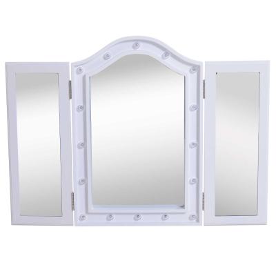 HOMCOM Espejo de Maquillaje con Luz LED Plegable Espejo Triple de Mesa Regalo Original para Mujer Cargo con Batería Espejo Cosmético con Iluminación 73x53.5x4.5cm