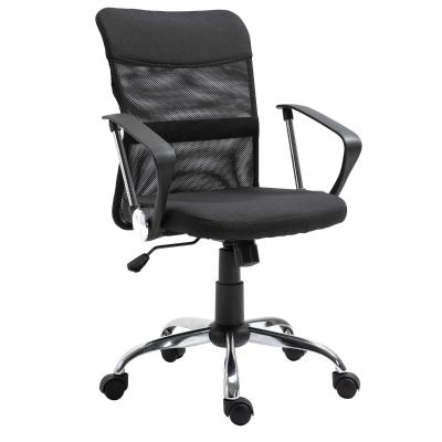 Vinsetto Silla de Oficina Ergonómica Silla de Escritorio Basculante y Giratoria con Altura Ajustable del Asiento Reposabrazos y Ruedas 57x57x93-103 cm Negro