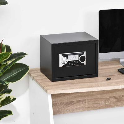 HOMCOM Caja Fuerte de Seguridad 27L Portátil con Cerradura Electrónica y 2 Llaves de Emergencia 2 Códigos Montado en la Pared Acero 38x30x30 cm Negro