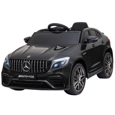 HOMCOM Coche Eléctrico para Niño +3 Años con Mando a Distancia Con Música y Luces Doble Apertura de Puerta Batería 12V Carga 30kg 115x70x55cm Negro