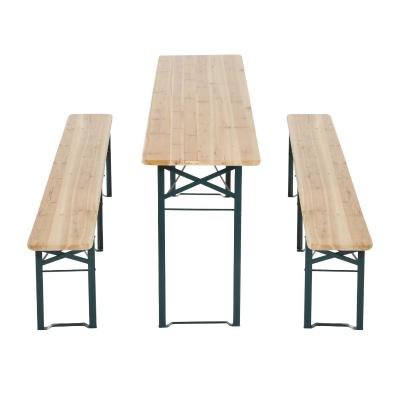 Outsunny Conjunto de Muebles para Jardín Muebles Cervecería Multiuso para 4-6 Personas Conjunto de Mesa y 2 Bancos Plegables para Picnic Cerveza Camping Picnic Exterior