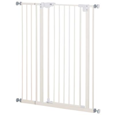 PawHut Barrera de Seguridad para Puertas y Escaleras Barrera para Perros Mascotas con Cierre Automático Extensión 17,5 cm Montaje sin Agujeros Metal 92-102x104,1 cm Blanco