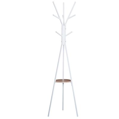 HomCom® Perchero de Pie Metálico para Colgar Ropa Bolsas 9 Ganchos con Estante Forma de Árbol Perchero Vintage 45x45x180cm Blanco