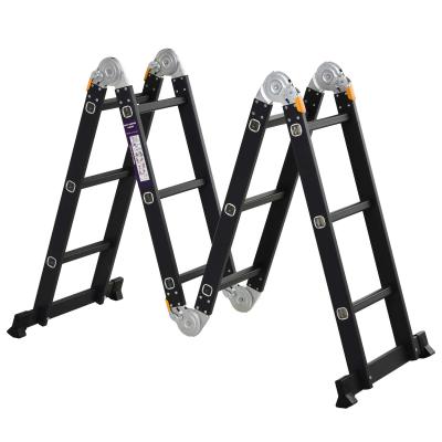 Escalera Multiusos Plegable Escalón Caballete 5 en 1 Portátil con 2 Placas de Plataforma Pie Antideslizante 6 Interruptores Bisagra 70x61x11cm
