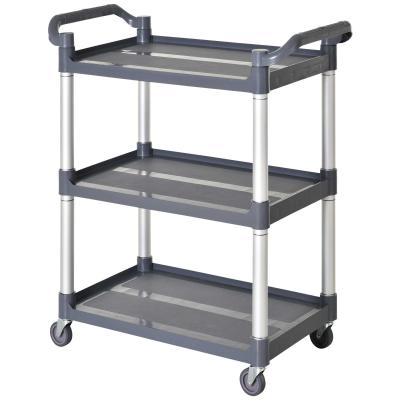HOMCOM Carro de Almacenamiento Multiusos Carrito de 3 Niveles para Cocina Hotel Restaurante 4 Ruedas Universales Carga Total 300 kg 88x44x93cm