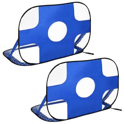 HOMCOM Porterías de Fútbol Pop-up Plegable con Bolsa de Transporte 123x80x80 cm Azul